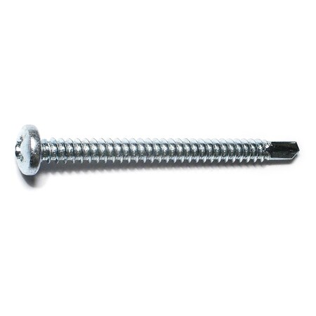 Self-Drilling Screw, #12 X 2-1/2 In, Zinc Plated Steel Pan Head Phillips Drive, 100 PK